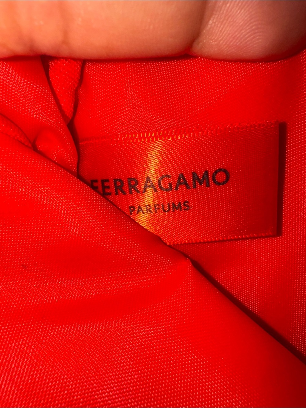 Salvatore Ferragamo Bright Red Round Cosmetic Pouch - Picture 8 of 9